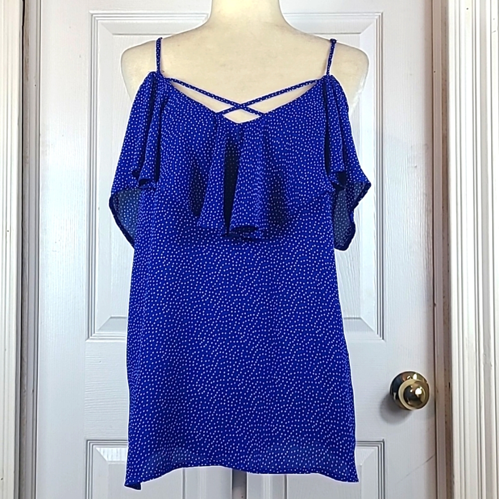 Le Lis Ruffled Criss Cross Blouse NWT